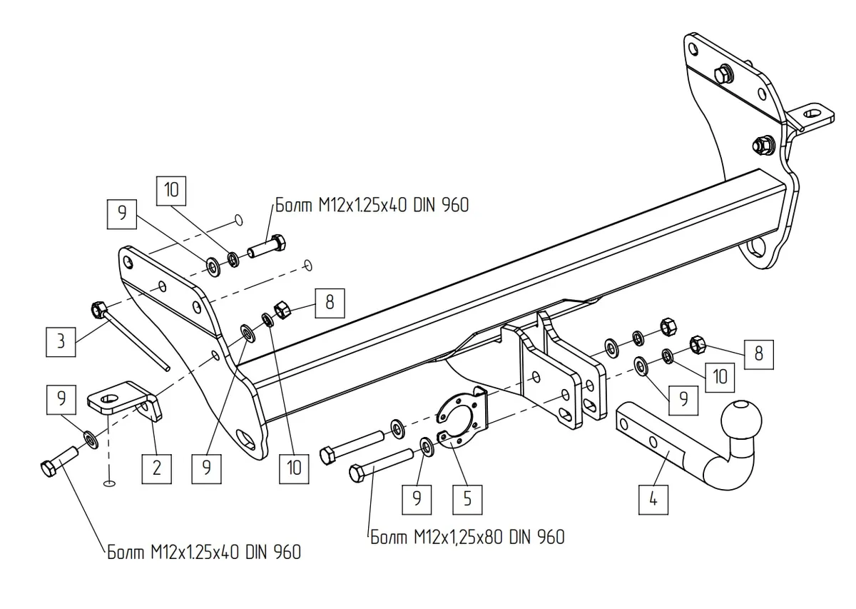 Фаркоп Baltex для Jeep Grand Cherokee 2010-2022 Арт. 049115 049115 в Волгоград