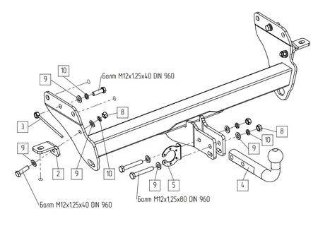 Фаркоп Baltex для Jeep Grand Cherokee 2010-2022 Арт. 049115 049115 в Волгоград